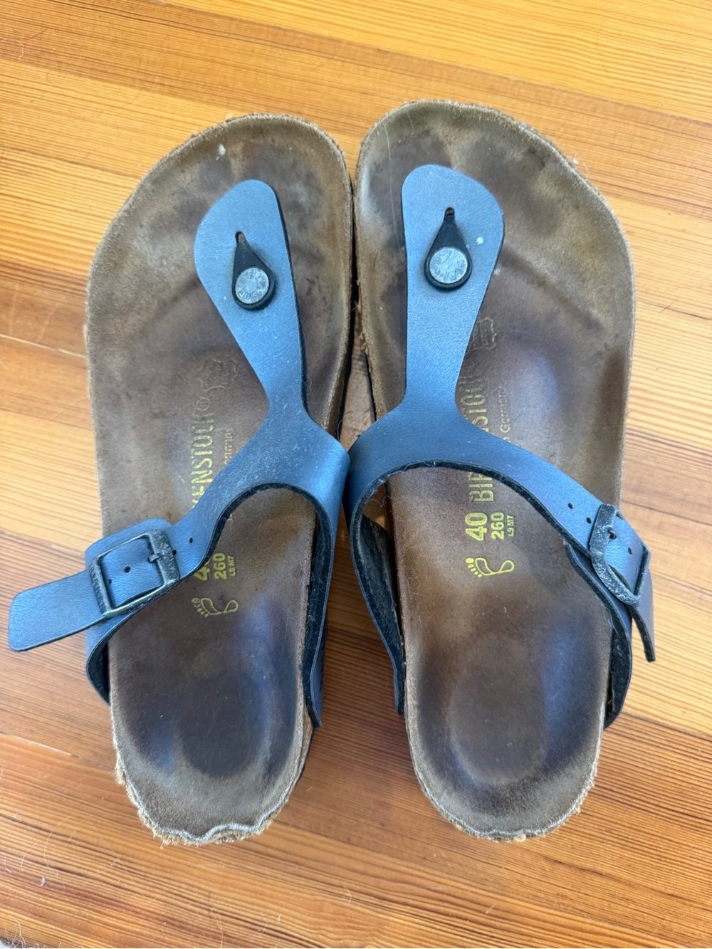Birkenstock Black Leather Thong Sandals with Buckle - Women